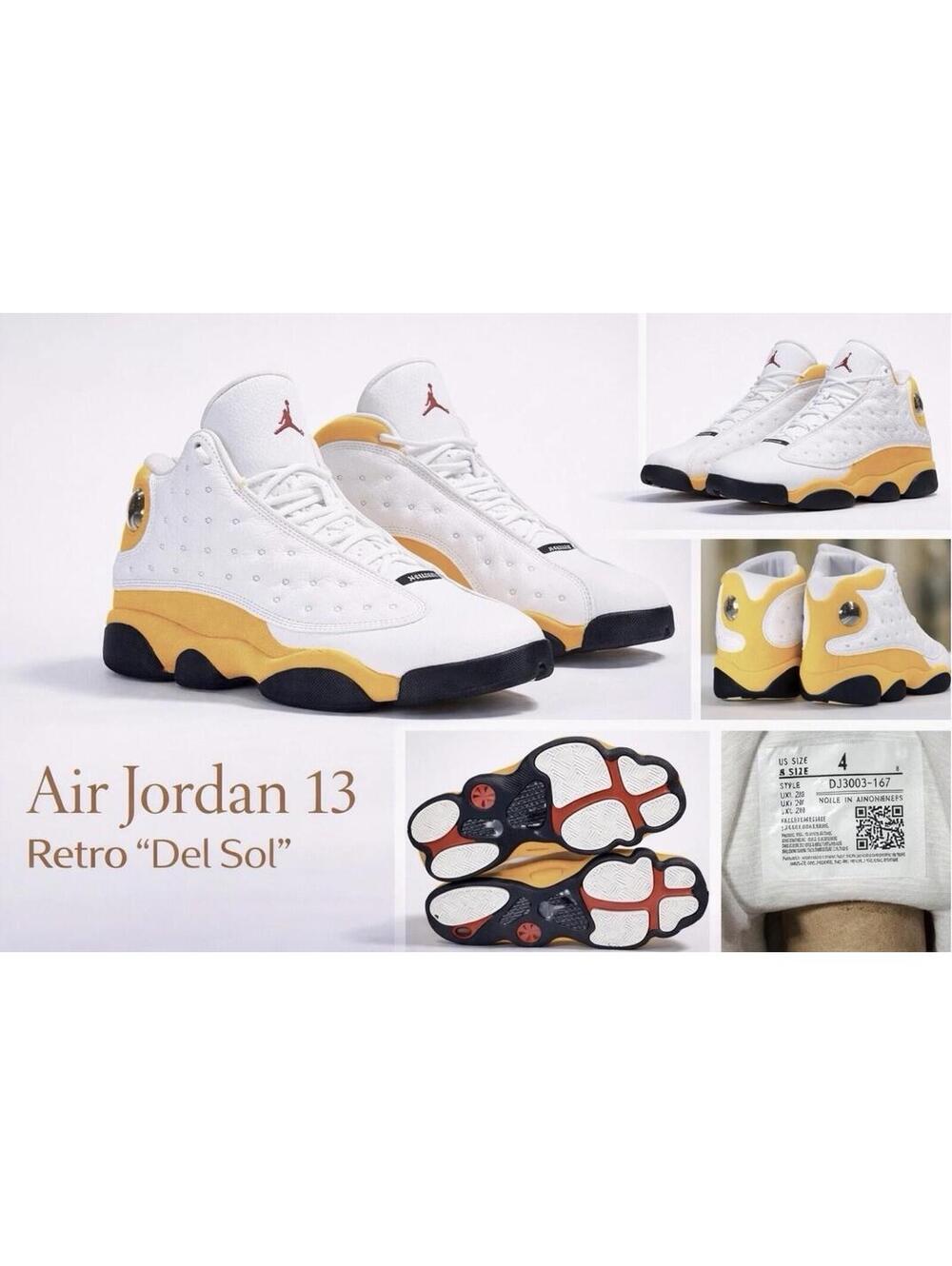Nike Air Jordan 13 Retro Del Sol DJ3003-167 Yellow 5.5Y / Women’s 7 - 7.5